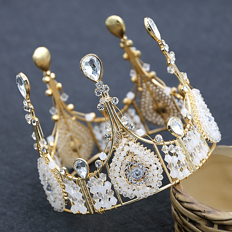 一件代发蛋糕装饰烘焙新娘欧式合金皇冠生日配饰手工女王大圆头饰