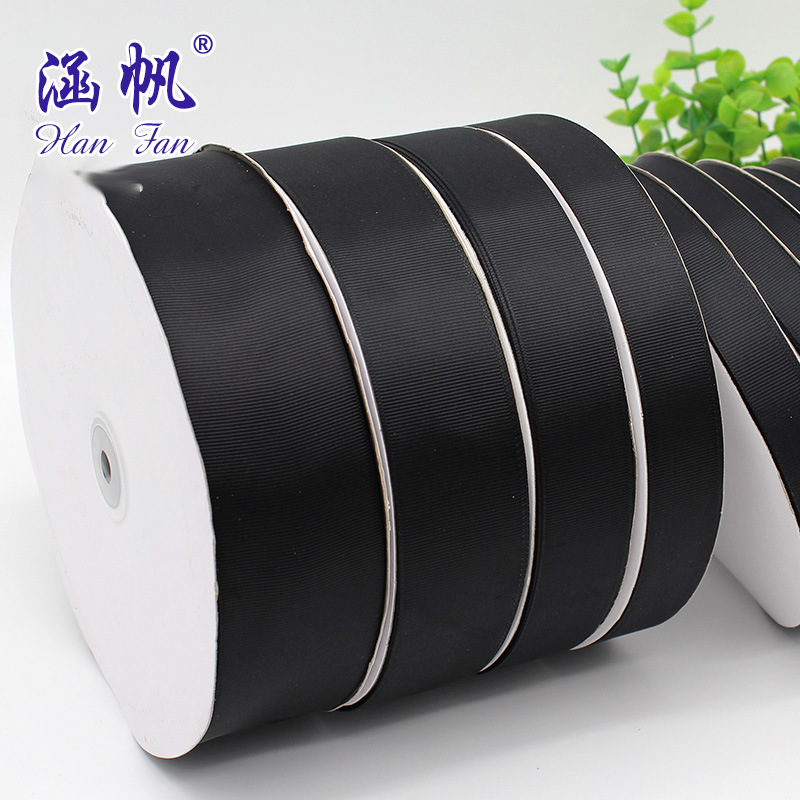 Factory direct sales of 0.3-6cm black ribbed tape, threaded tape, black plain weave tape and polyester bags details Picture