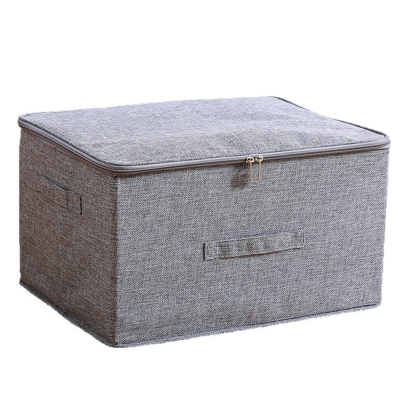 Sample customization factory stock cotton and linen zipper storage box, washable foldable toy storage box, cotton quilt storage box, bed bottom cotton quilt storage box, car storage box Specification image