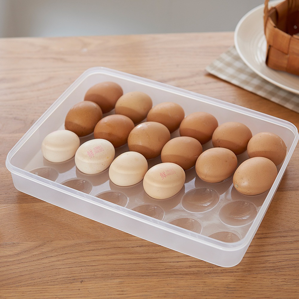 加厚冰箱鸡蛋收纳盒子带蛋托厨房保鲜盒带盖防尘10格15格18格24格