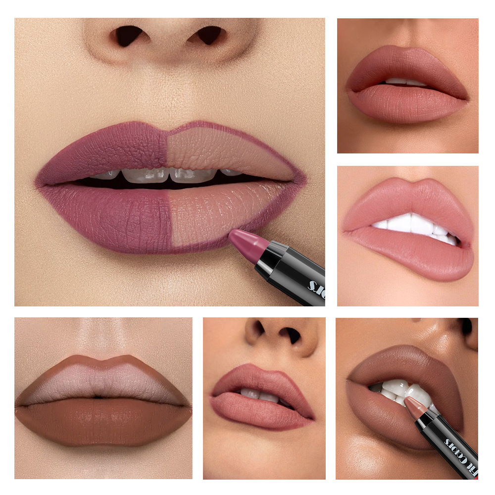 Fit Colors 6-color velvet matte crayon lipstick set, long-lasting non-stick cup, moisturizing lipstick, cross-border makeup