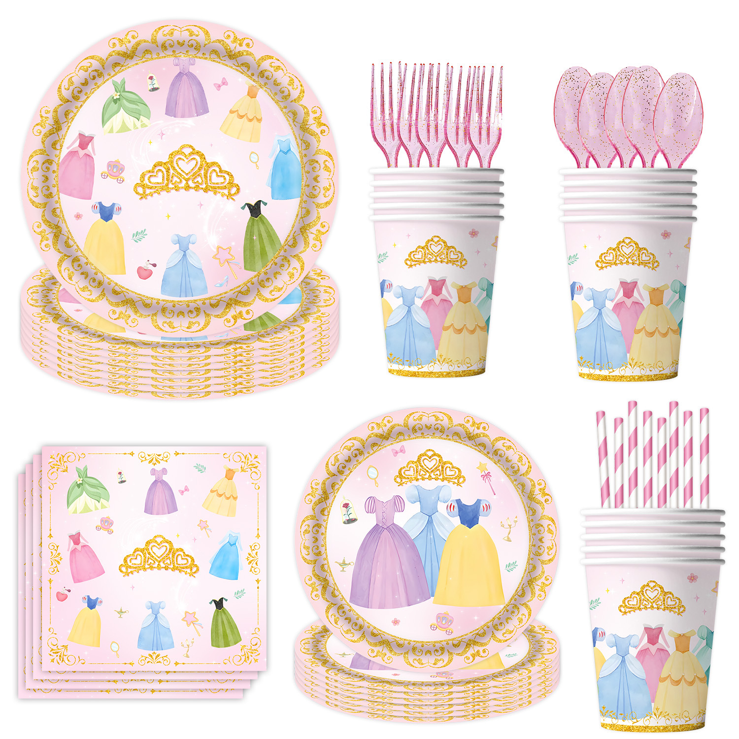 亚马逊公主裙主题派对用品生日装饰公主派对装饰聚会布置餐具