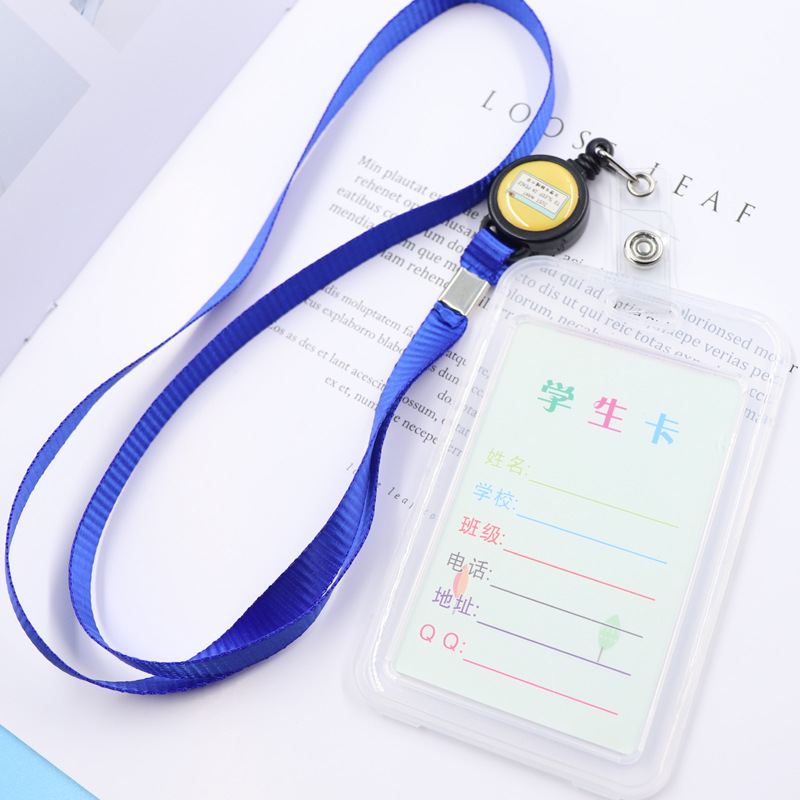 Manga de tarjeta transparente para estudiantes de campus con lanyards manga de tarjeta de identificación retráctil manga de tarjeta de autobús manga de tarjeta de arroz placa de identificación manga de tarjeta de acceso