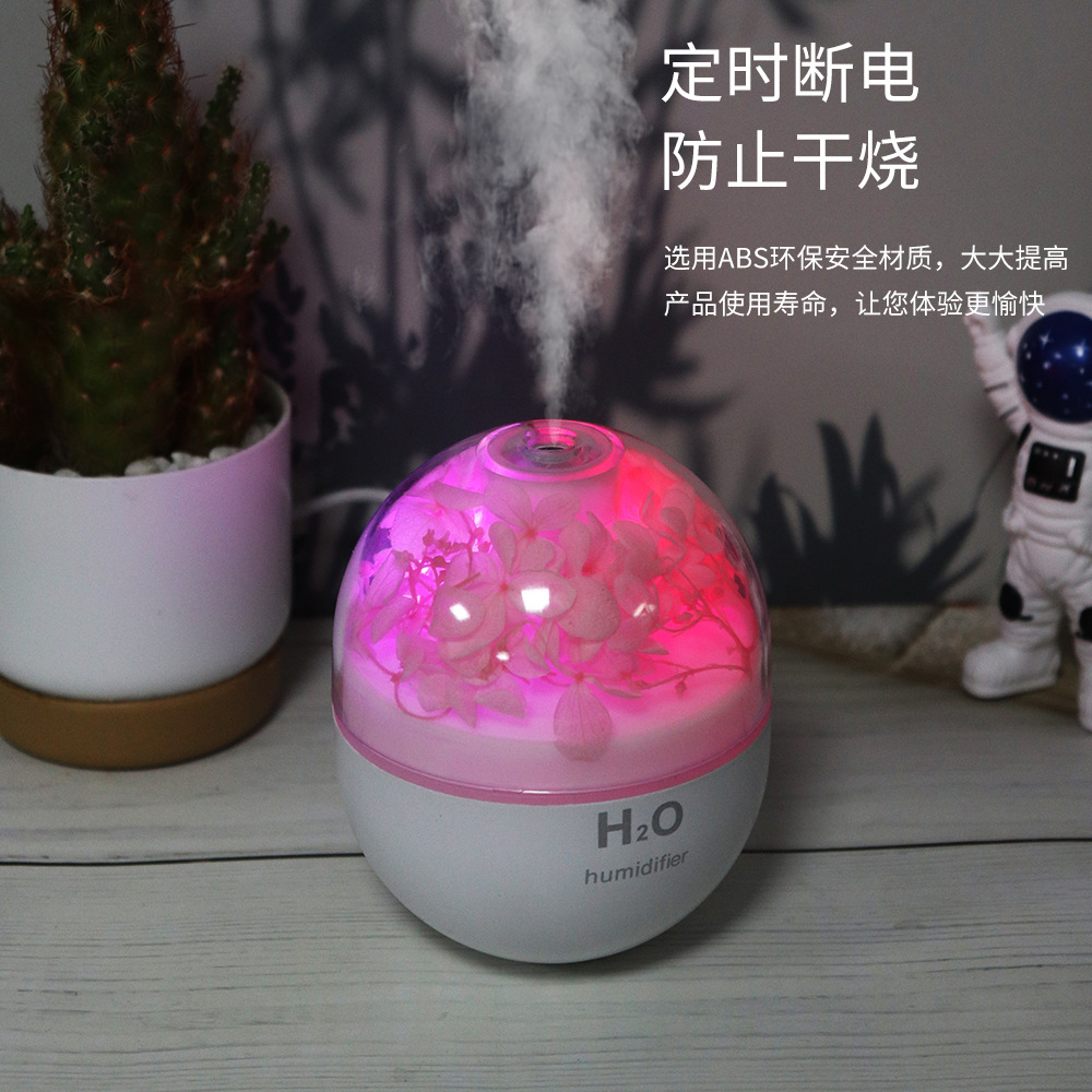 新款永生花加湿器便携车载家用USB补水雾化轻音夜灯创意加湿器