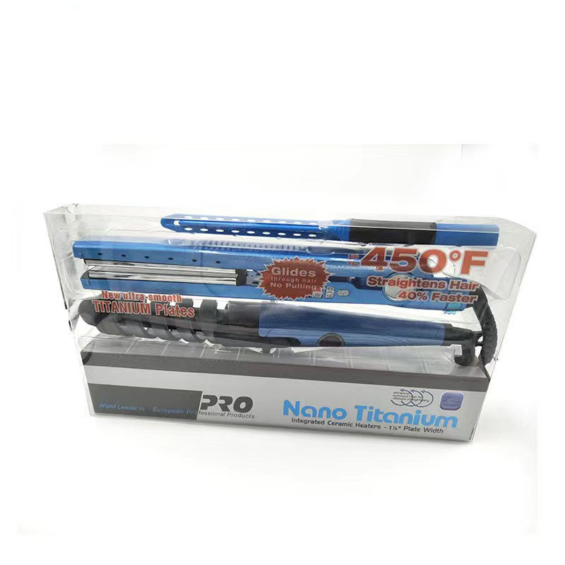 跨境卷发棒三合一直发器拉直板电夹板直卷两用陶瓷刘海烫发器套装