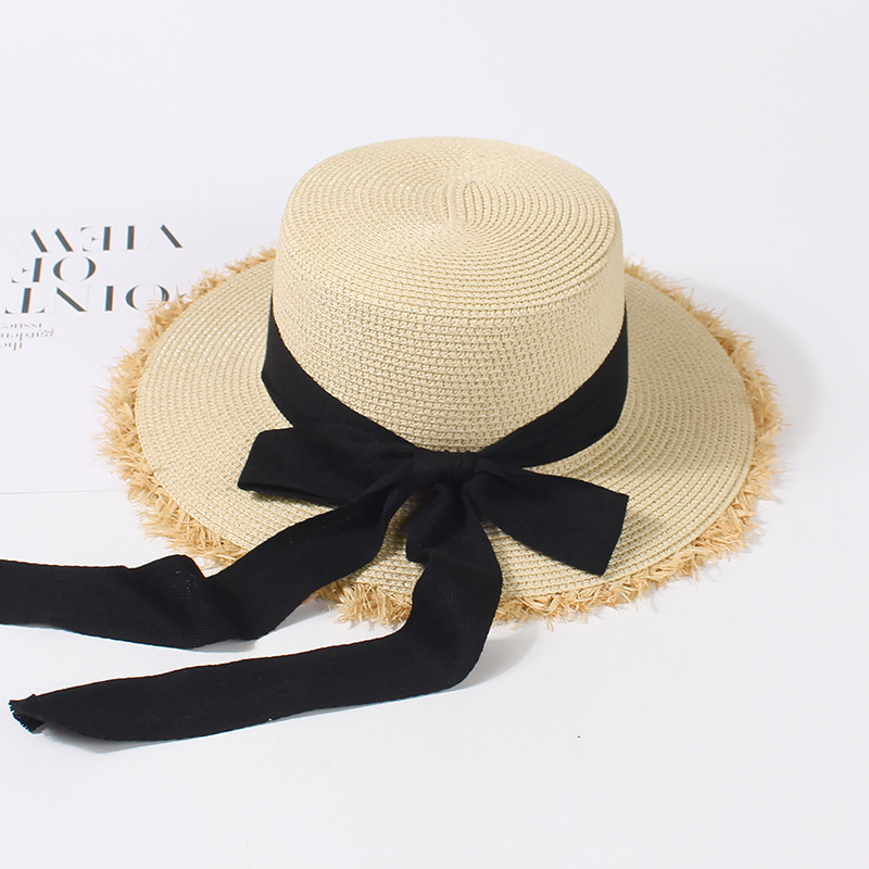Cross-border wide-brimmed straw hats, custom-made outdoor sun protection hats, high-end style papyrus wide-brimmed straw hats Item Picture