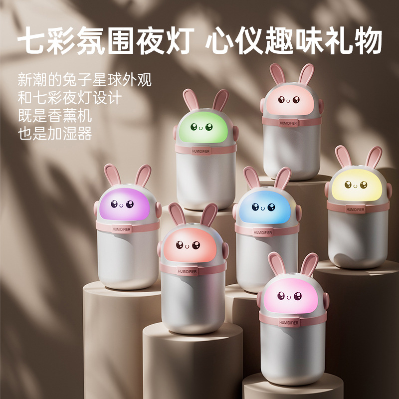 The new Mars Rabbit cartoon aroma diffuser humidifier is a mini, silent and portable aroma diffuser humidifier for home, car and office use Specification image
