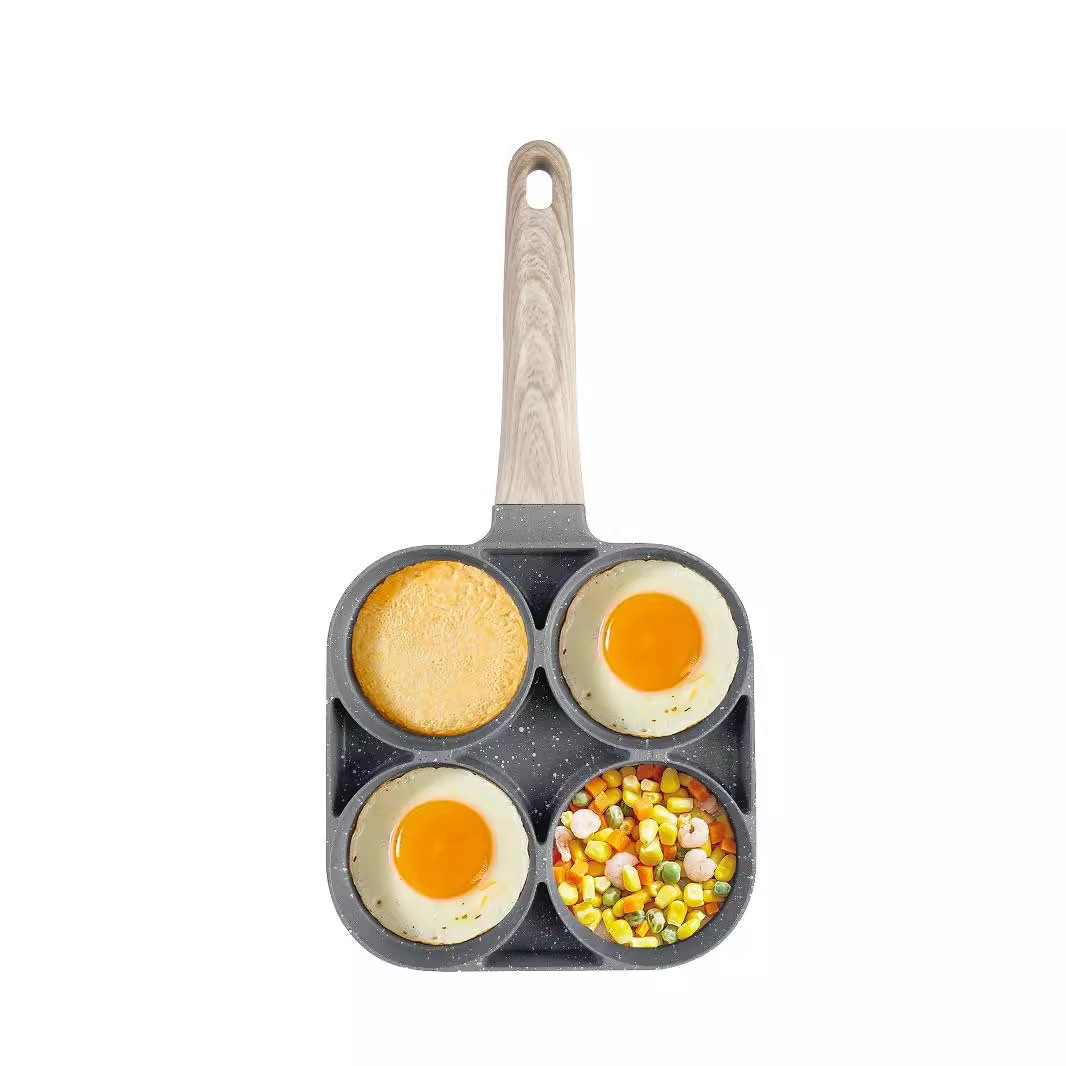 XY105 Egg burger pan, a household egg frying pan with a non-stick bottom, a four-hole breakfast frying pan, and a die-cast flat bottom Specification image