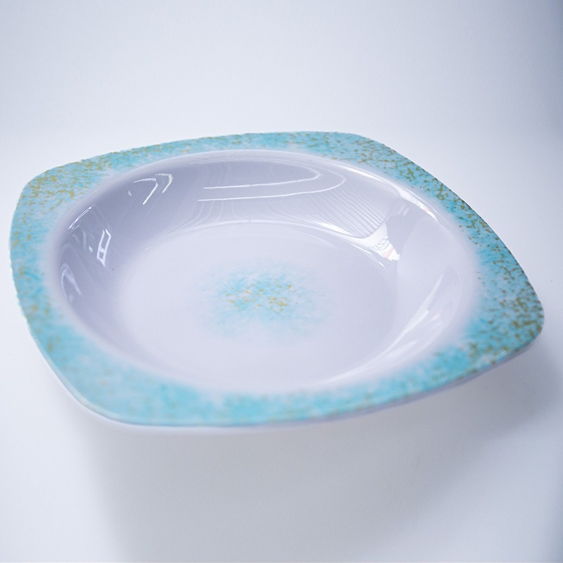 Thickened new melamine square plate set, rice plate, serving plate, tableware set, melamine tableware, deep plate, socket plate Application Scenario