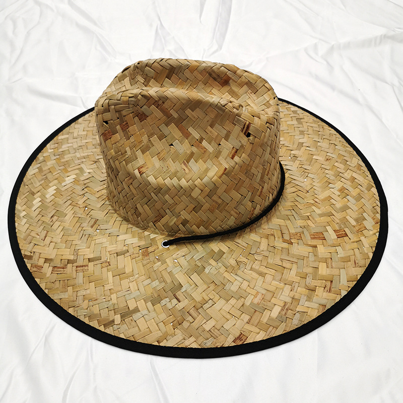 Customized wholesale of men's straw mat cool hats, summer beach sun protection hats, sunshade straw woven hats and top hats for foreign trade