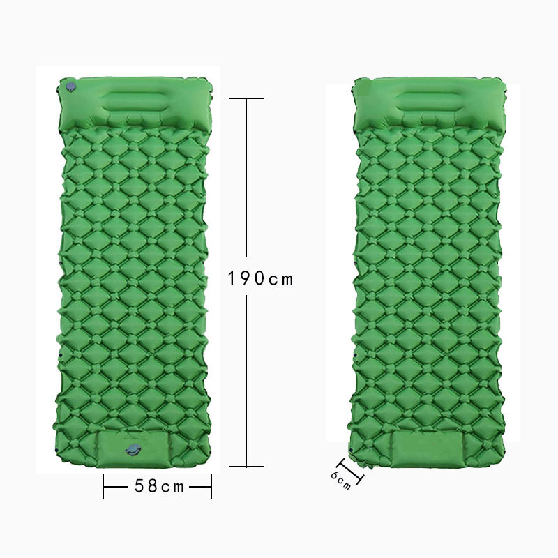 Fábrica de suministro directo diamante con almohada con pie bomba de pie colchón inflable colchón de dormir inflable colchón de camping al aire libre a prueba de humedad details Picture