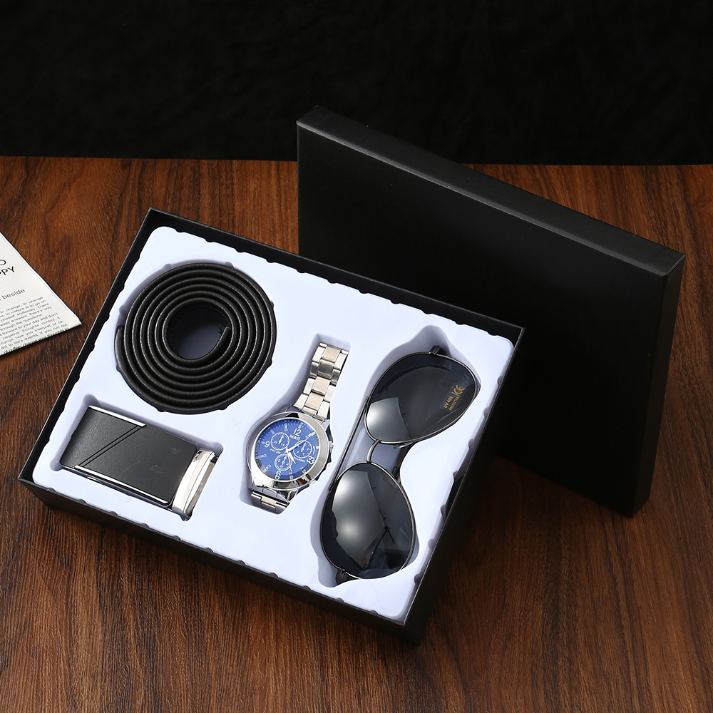 跨境商务男士礼品套装圣诞节送礼墨镜手表皮带送男生情人节礼物