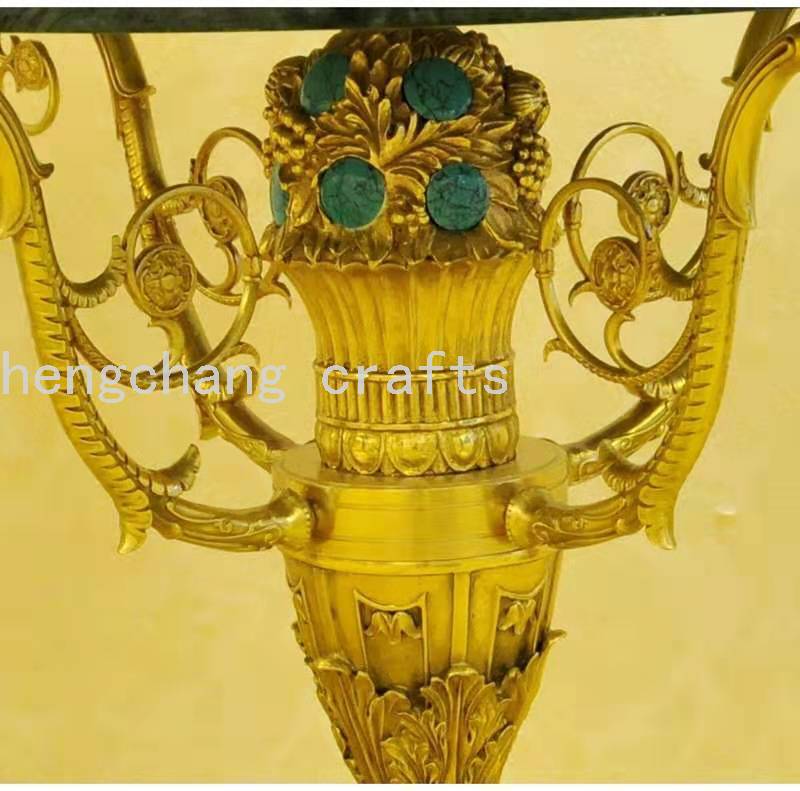 意大利巴洛克黄铜雕刻镶嵌热销墨绿色家具大理石休闲桌奢华产品图