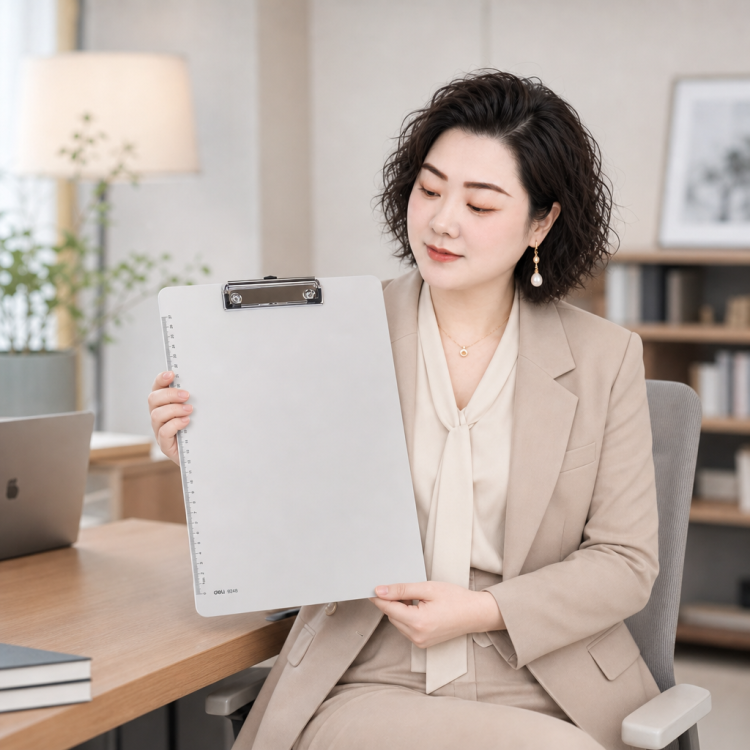 得力办公学生文具带刻度A4单板夹