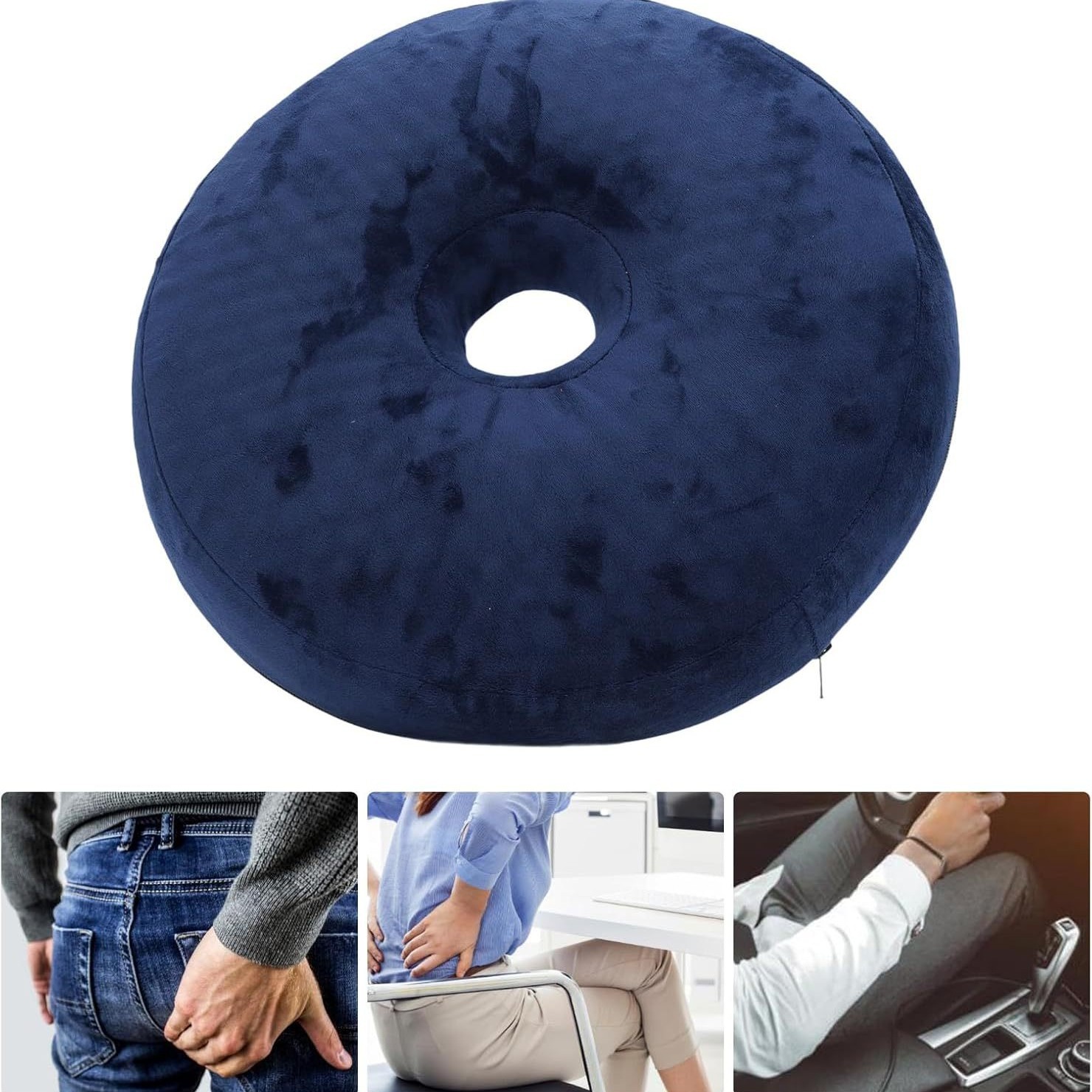 Cross-border exclusive ventilation seat cushion, slow rebound seat cushion, memory foam hollow anti-hemorrhoid seat cushion, thickened round cushion, chair cushion details Picture