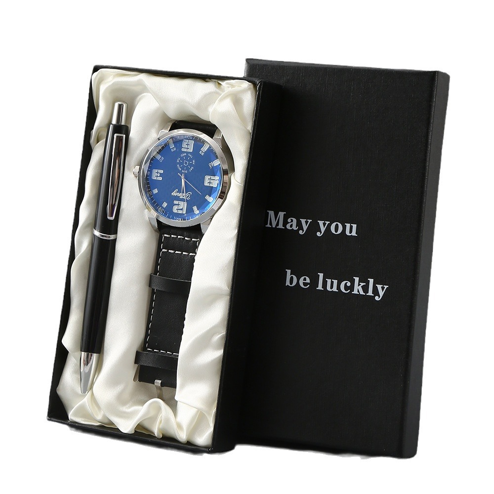 Cross-border business gift set: Men's quartz watch + pen, simple business souvenir Valentine's Day gift for your boyfriend Application Scenario