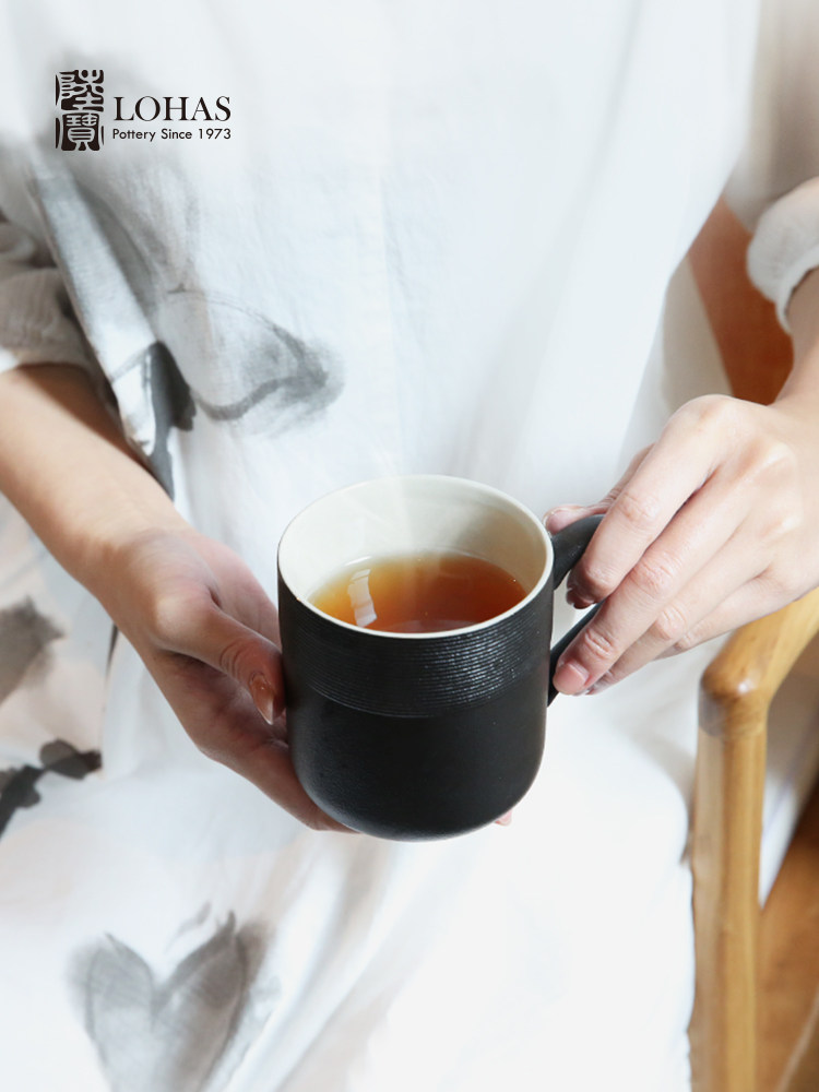 Lubao Ceramics Flagship Store's Golden Monkey Lid Cup, tea-water separation cup, portable office drinking cup, and tea sets Application Scenario