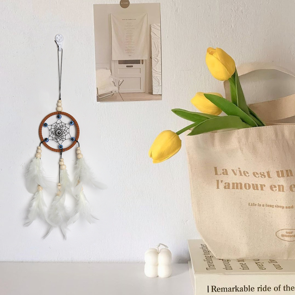 New best-selling dream catcher pendant "Devil's Eye" 7cm mini Small eye wind chime girl Pendant gift decoration details Picture