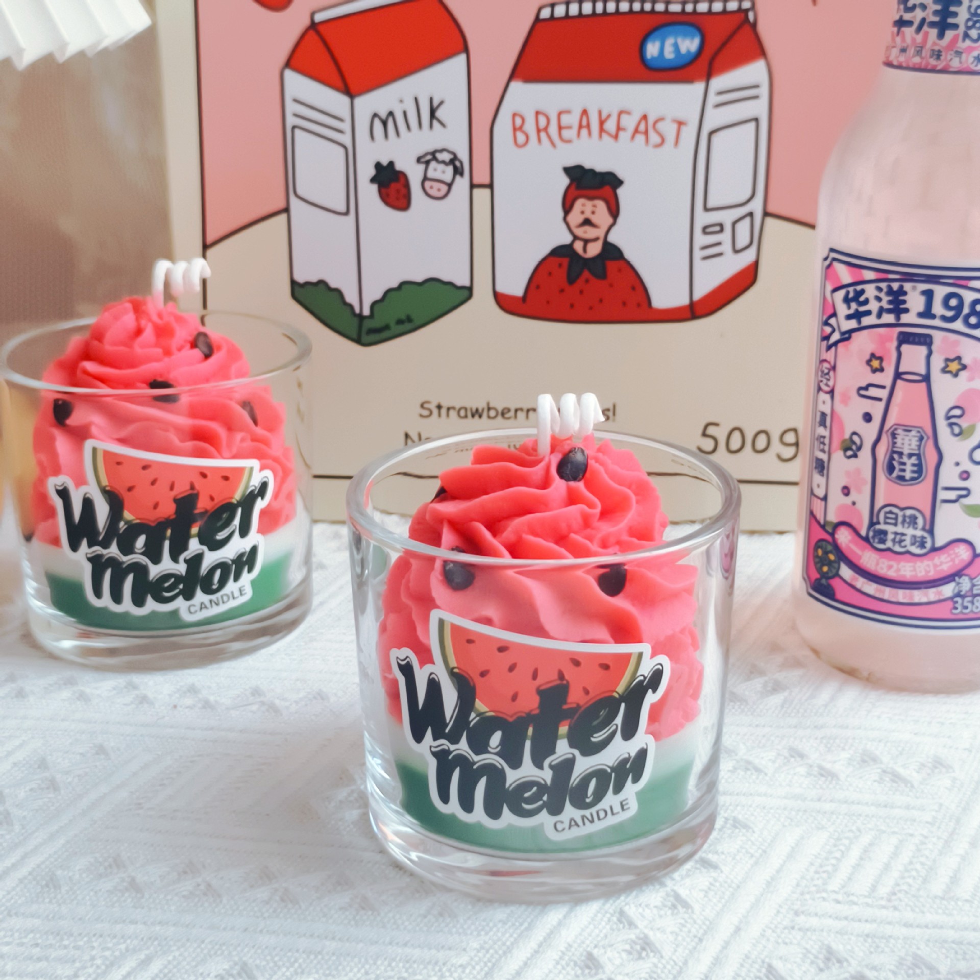 西瓜冰淇淋香薰蜡烛外贸出口伴手礼创意家居摆件拍摄道具跨境爆款