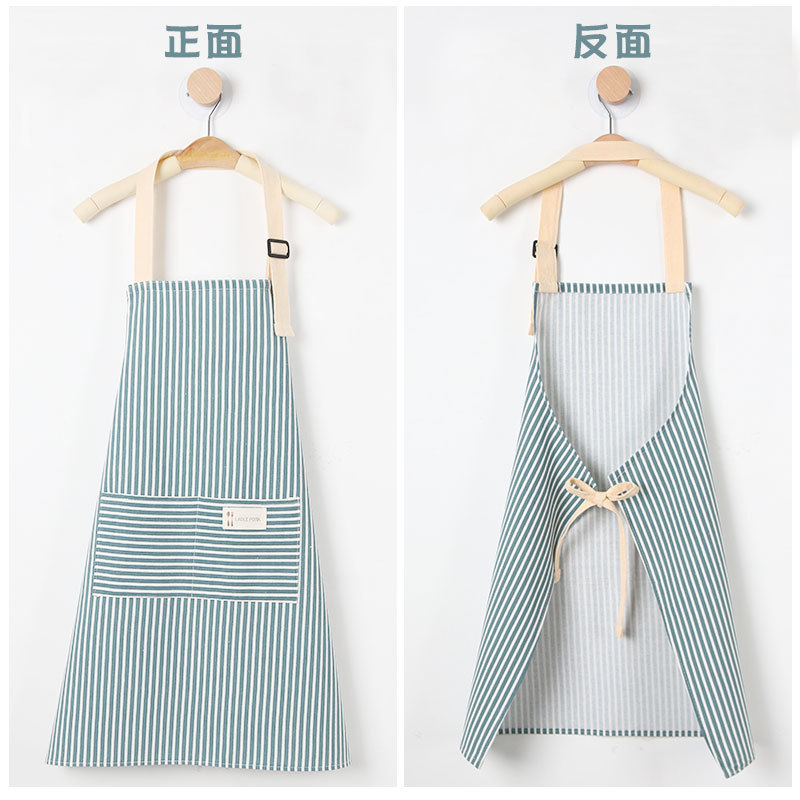 新款厨房工作服围裙女家用厨房工作服日式棉麻做饭围腰日式棉麻