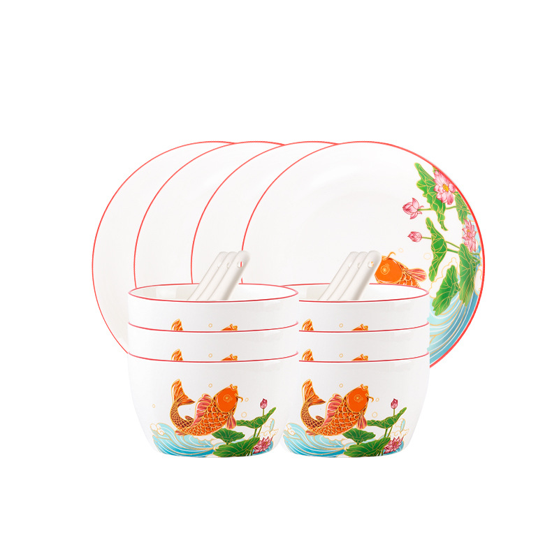Guochao koi vajilla set cerámica tazón plato plato paquete caja de regalo kaimen regalo rojo compañero de evento regalo de mano al por mayor Application Scenario