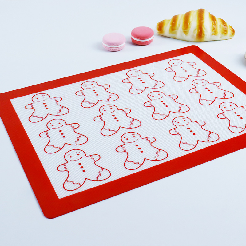 跨境圣诞树款硅胶烘焙不粘垫姜饼人铂金加厚硅胶耐温不粘烘焙烤垫产品图