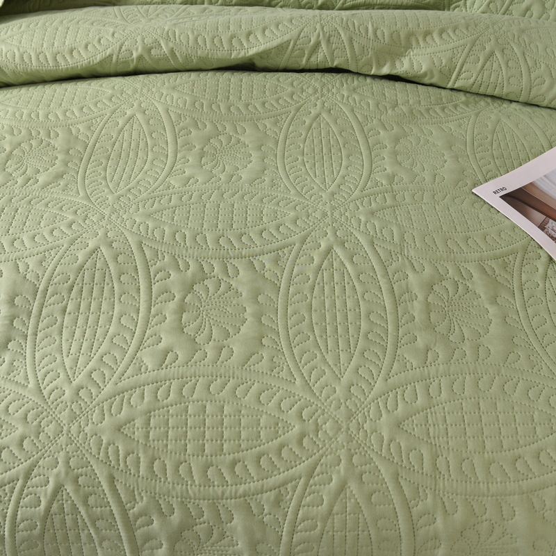 Solid color bed cover three-piece set cross-border e-commerce four-season export foreign trade washed cotton plain color quilted thickened bed sheet wholesale Specification image