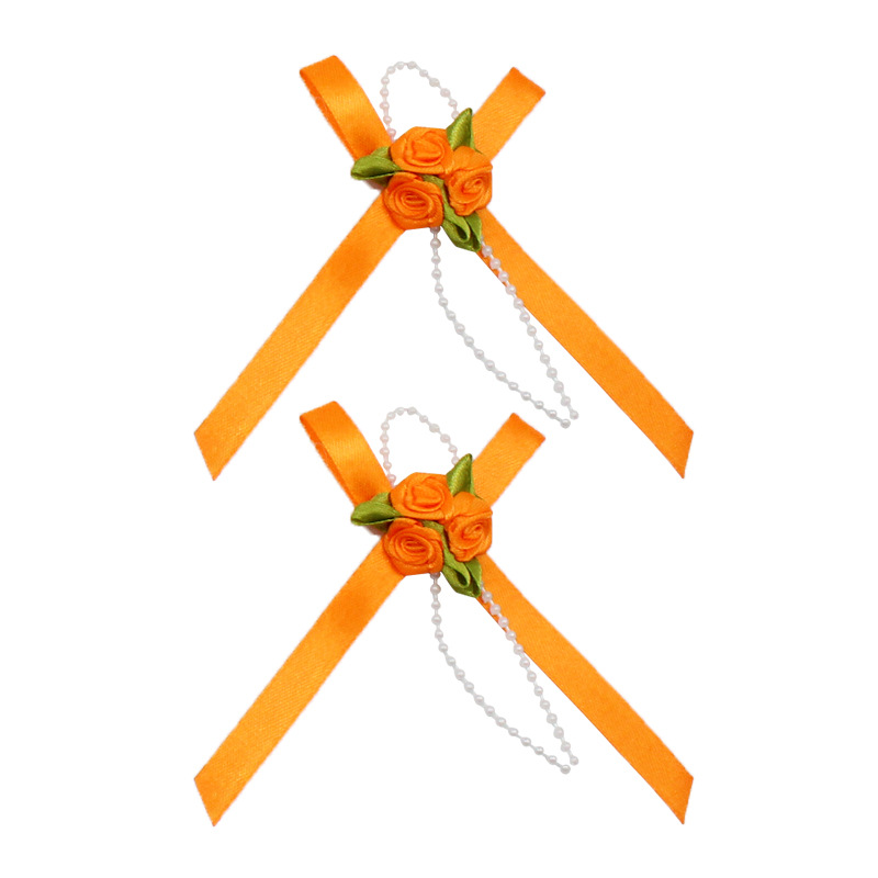 Custom-made bow gift decorations with 1cm multi-color ribbons, small flower-patterned pearl chains, hand-tied bows Application Scenario