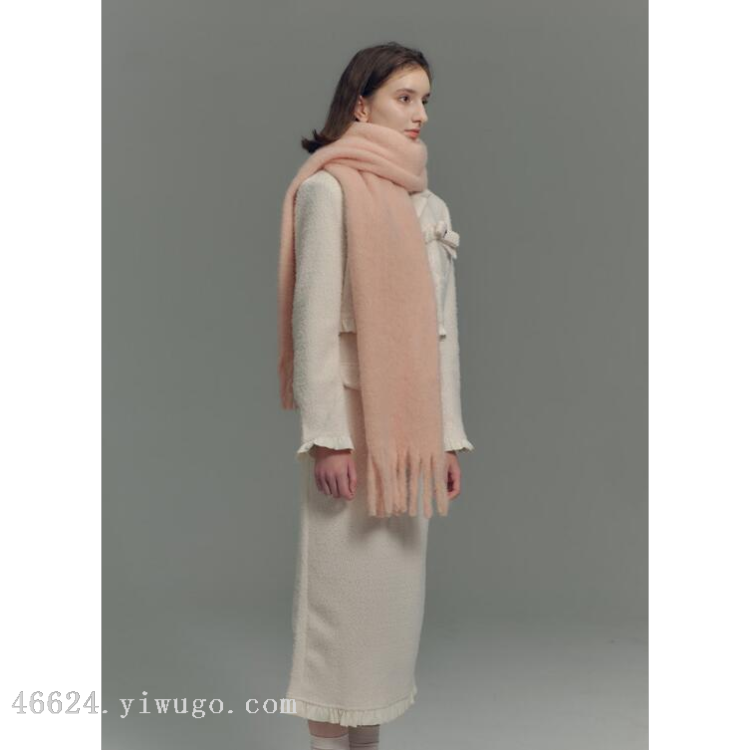 Cross-border scarf wholesale, e-commerce live streaming, supply chain, new 68 wool series, interlaced wool, single color Item Picture
