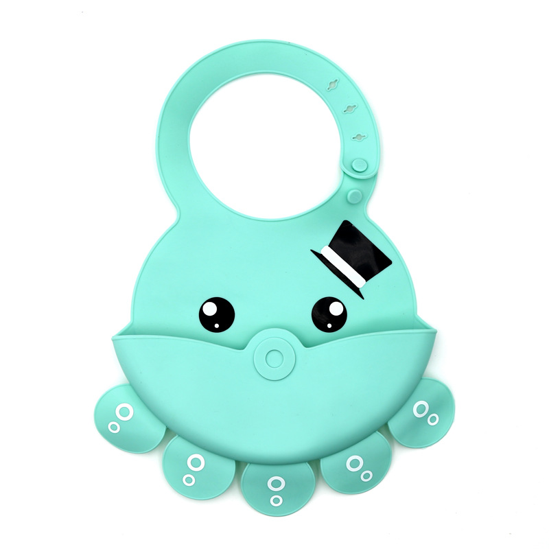Octopus-style silicone bib, baby drool pocket, baby bib pocket, waterproof drool pocket, children's food pocket, no need to wash Specification image