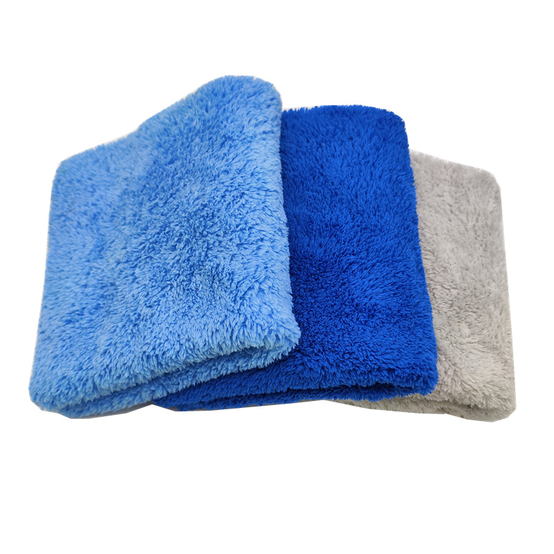 The manufacturer's best-selling ultrasonic heat-cutting borderless coral fleece car wash towel, water-absorbing edge-cutting car cleaning towel, soft long-haired Pumi 500g details Picture