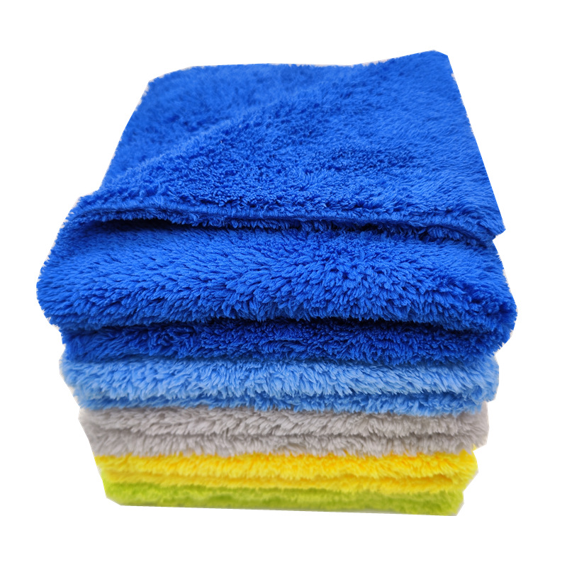 The manufacturer's best-selling ultrasonic heat-cutting borderless coral fleece car wash towel, water-absorbing edge-cutting car cleaning towel, soft long-haired Pumi 500g