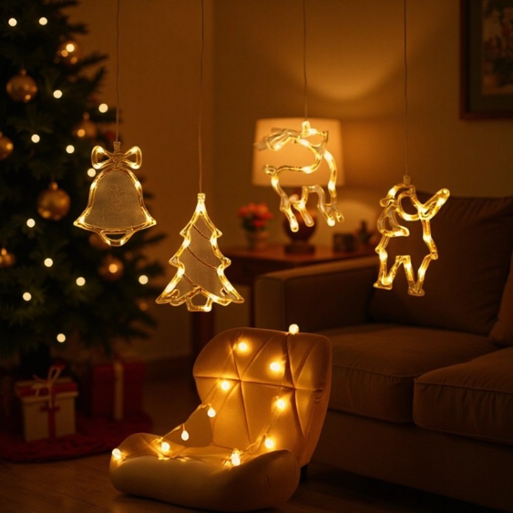 圣诞节装饰品小挂饰场景布置创意装扮发光灯饰门挂橱窗吸盘灯挂件白底实物图