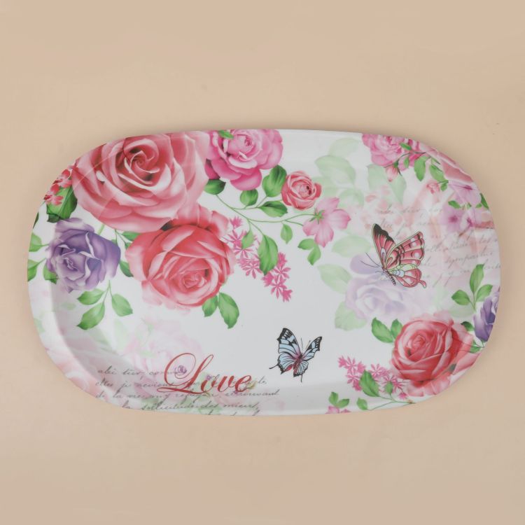 Cross-border rectangular melamine printed tableware, melamine plastic, hotel commercial stock, factory direct sales