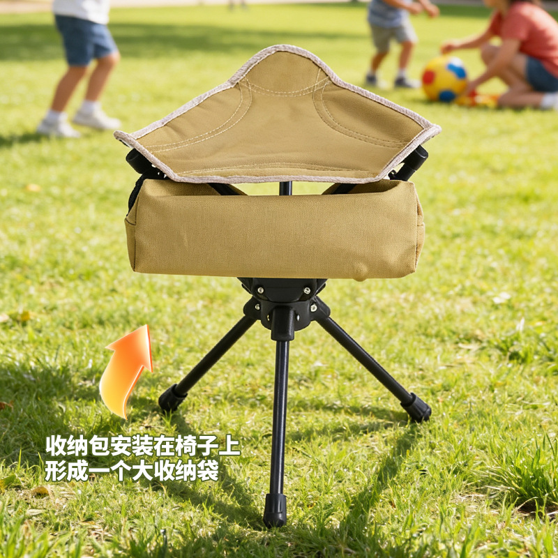 户外野营便携式三角叠凳骑行可旋转式小马扎露营钓鱼轻便小折叠凳