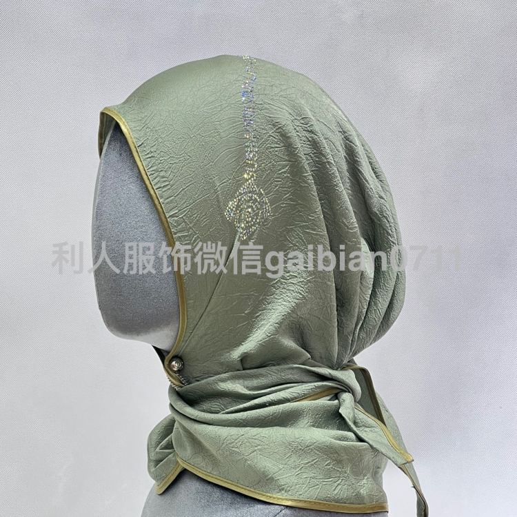 新款穆斯林帽子 披肩帽 包头巾 围巾长巾 头巾 缎面 真丝 雪纺
