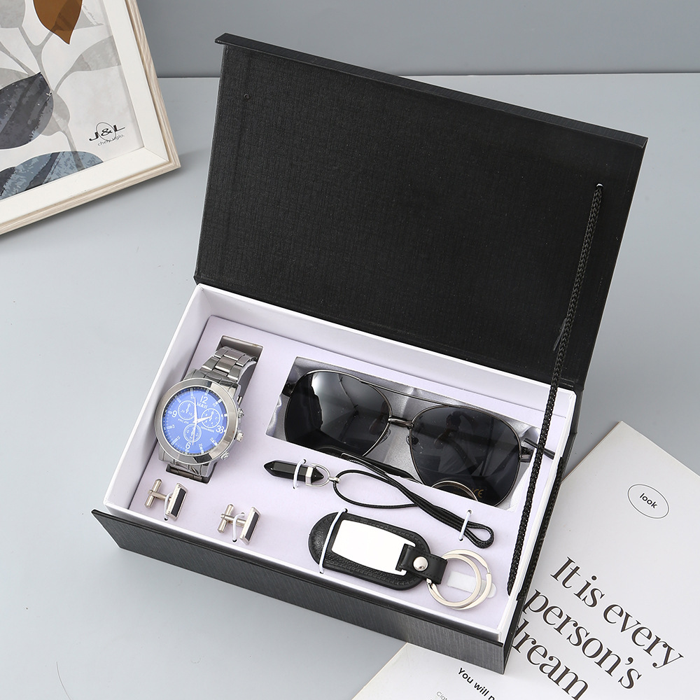 Kit de regalo para hombres para el día del profesor reloj de cuarzo gafas de sol billetera caja de regalo de negocios beneficios para empleados corporativos details Picture