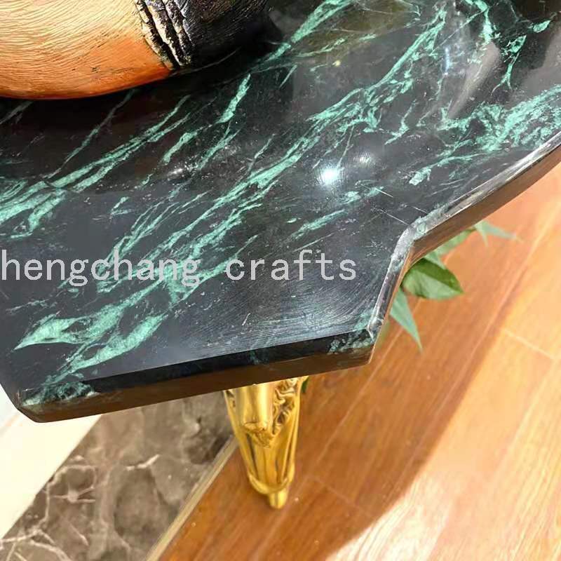 欧式豪华铜雕大理石玄关桌