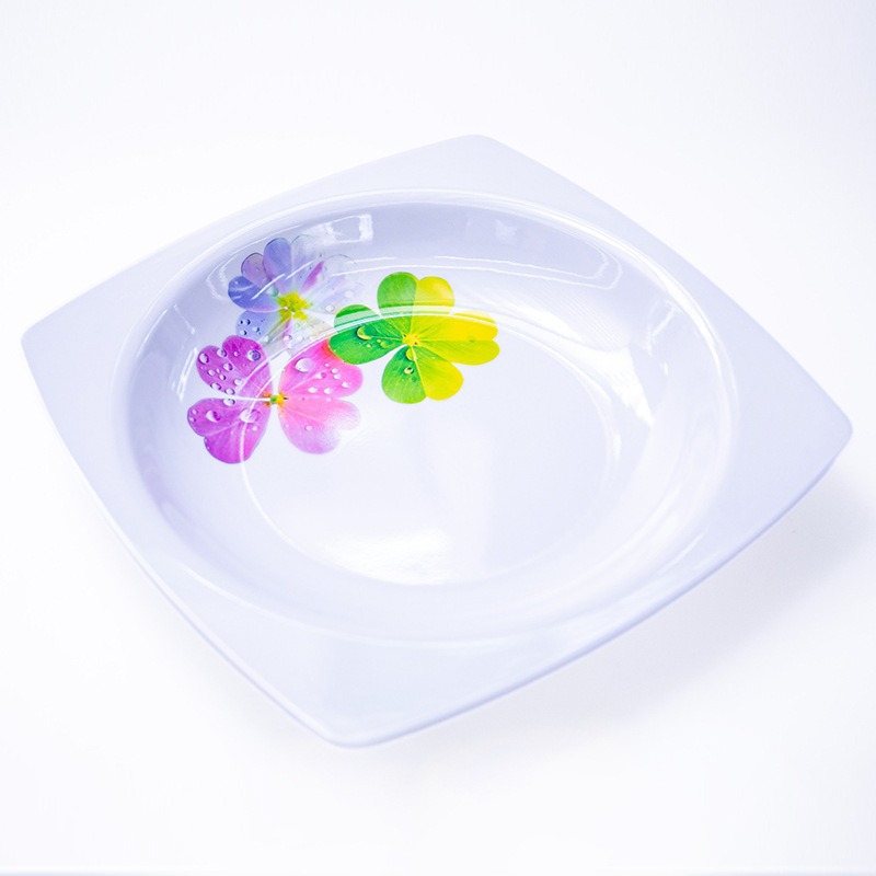 Melamine square plates, white plastic plates, imitation porcelain rectangular plates for guest rooms, serving plates, bread plates, cake and snack plates details Picture