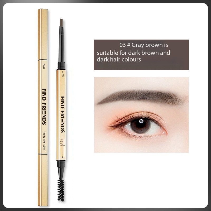 High-quality herbal vegan double-headed waterproof matte eyeliner and fine eyebrow pencil with small gold bar for both use Item Picture