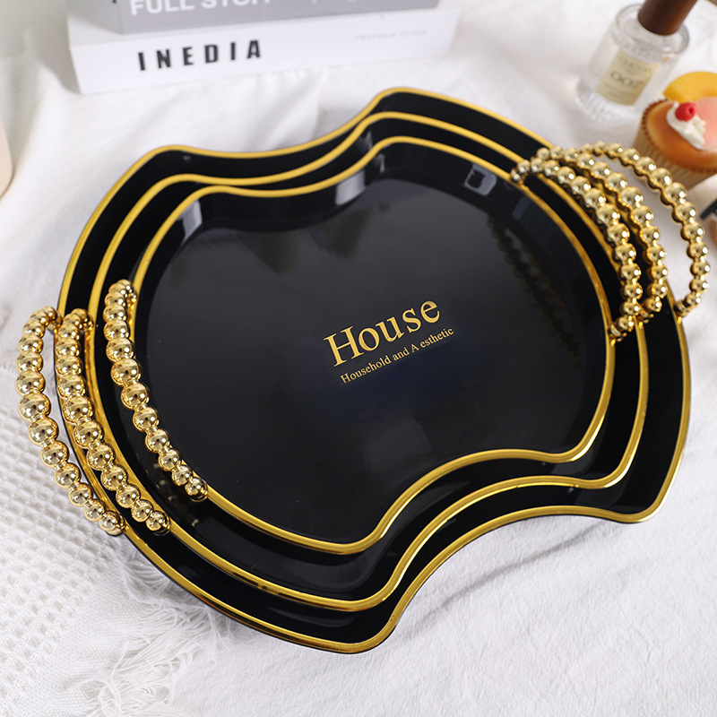 Cross-border catering hotel fruit tray, high-end beverage plate, rectangular and round plastic pet set Item Picture