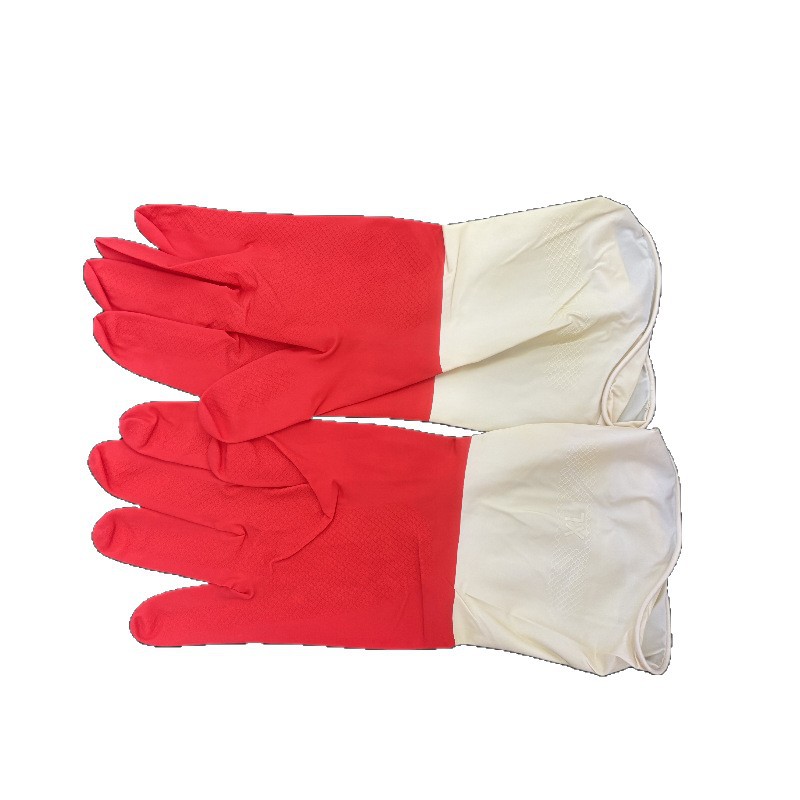 Latex waterproof gloves, two-color leather gloves, household cleaning and dishwashing gloves wholesale two-yuan store supply Application Scenario