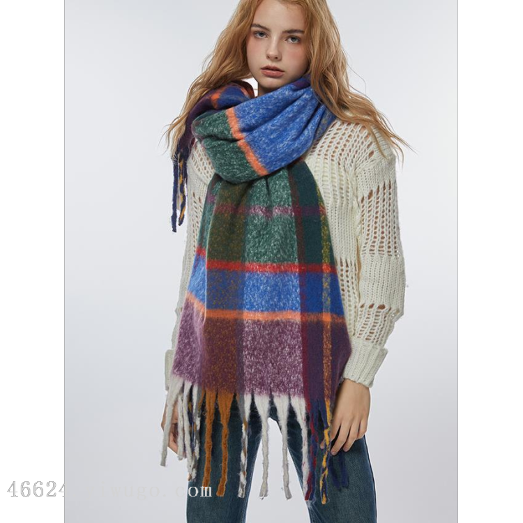 Wholesale scarves, e-commerce live streaming, supply chain supply, cash payment of 88 cotton candy series, colorful checkered thick beard details Picture