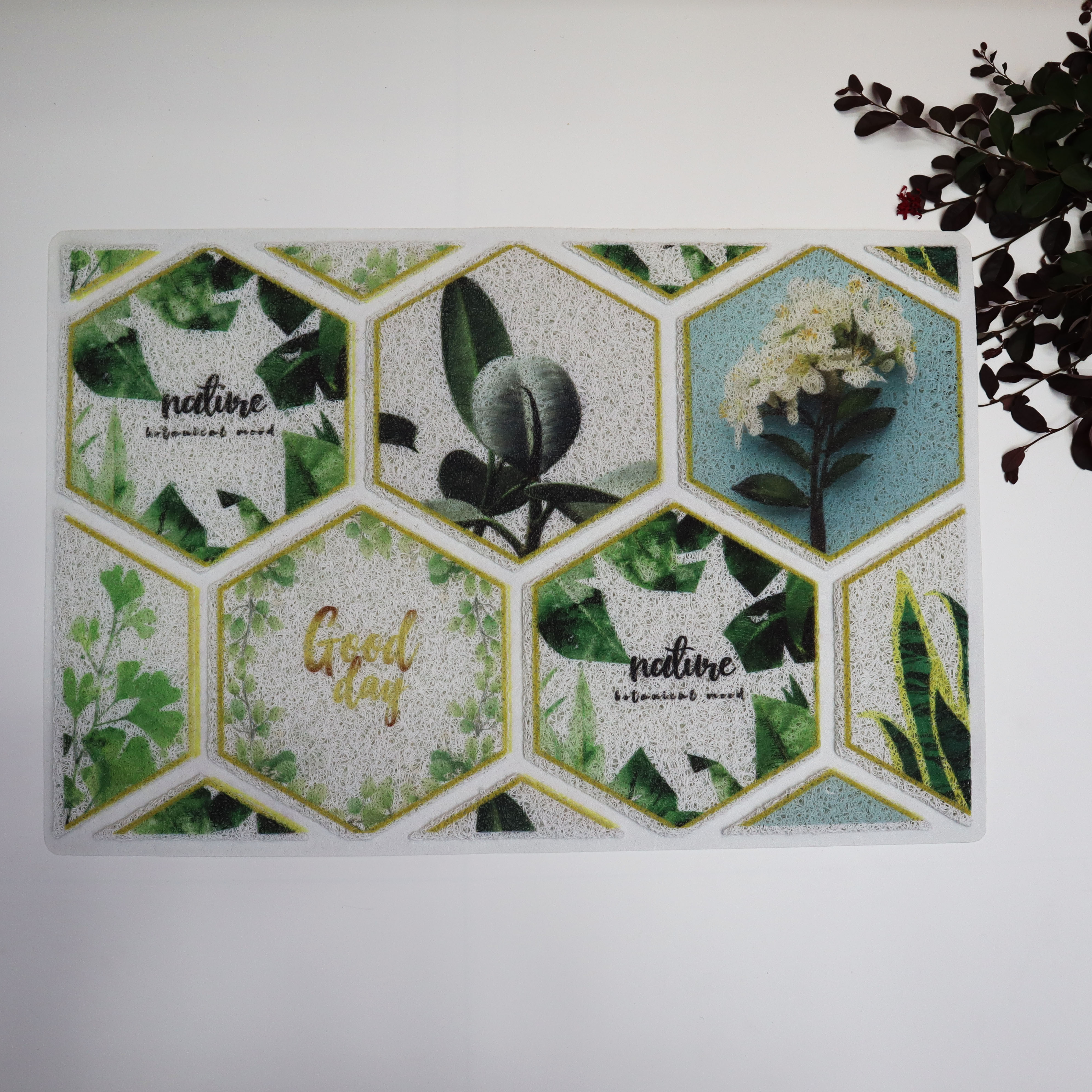 Country-style embossed edge printed pvc brushed high-definition printed Indian floor MATS for entering and leaving the house