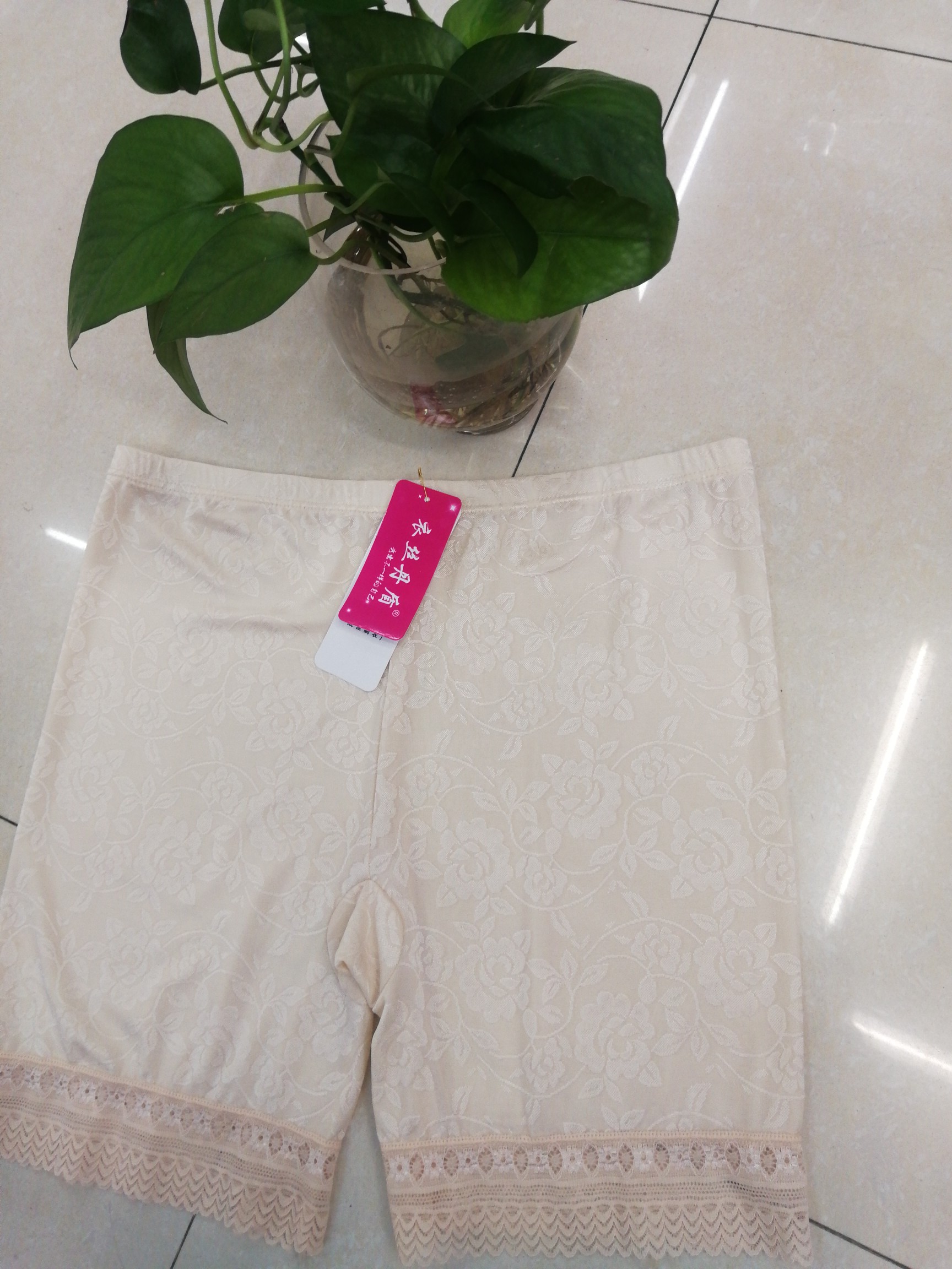 Women's Long Safety Pants Jacquard Fabric Lace Lace Four Corner Leggings With Women's Pants