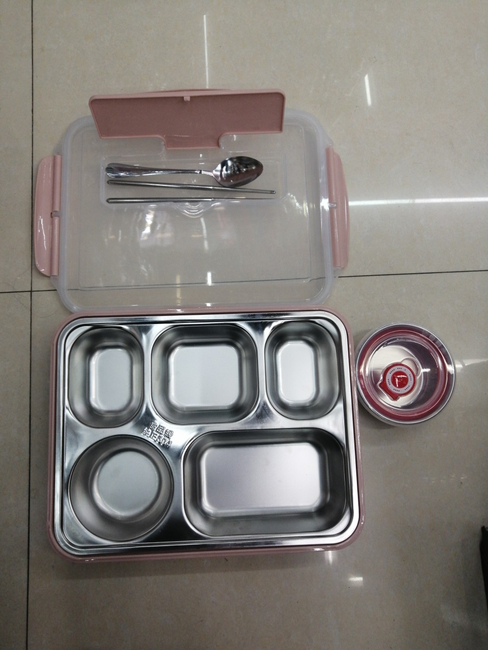 304 Stainless Steel 5 Grid Primary And Secondary School Students Fast Food Box, Specification drawing
