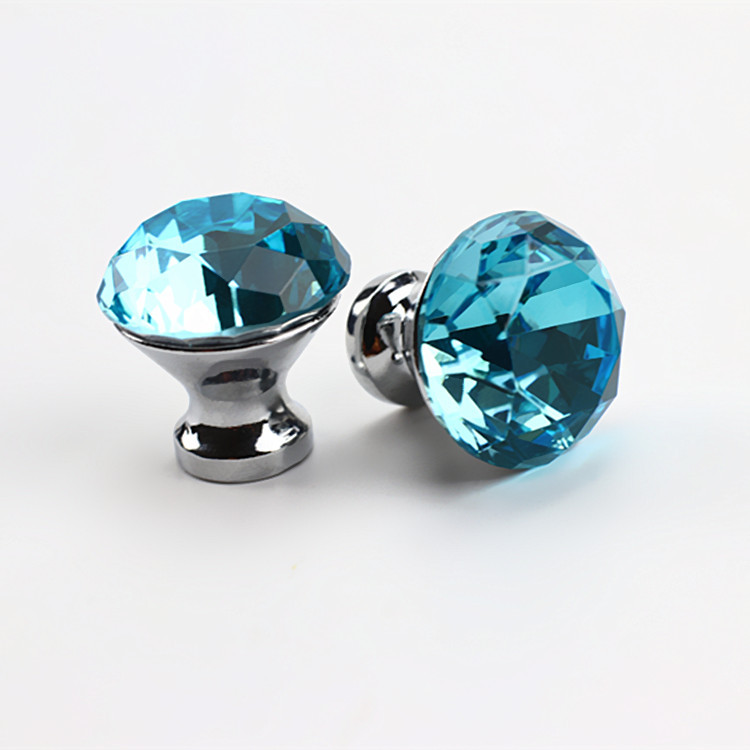 Yiwu Good Goods 30Mm Crystal Diamond Handle Drawer Single Hole Zinc Alloy Furniture Cabinet Door Hardware Handle Item Picture