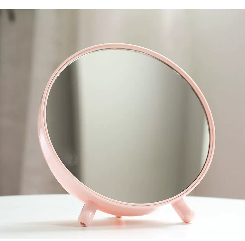 台式收纳化妆镜子 学生宿舍桌面可爱便携简约少女心梳妆男女家用