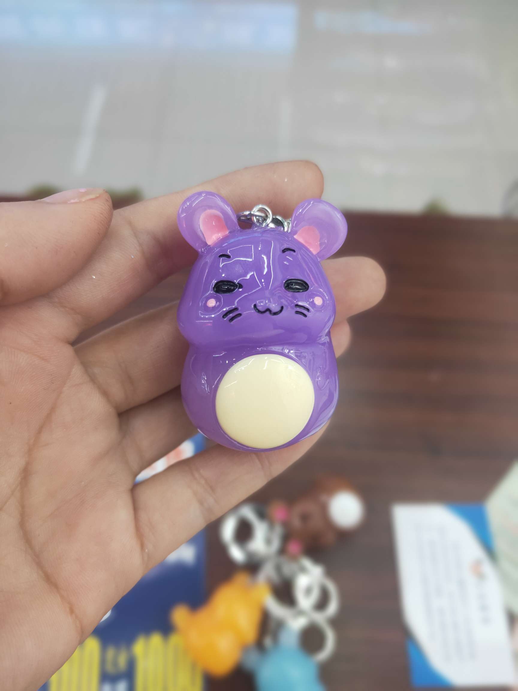 Cute Zodiac Mouse Flashing Effect Key Chain Pendant Resin Accessories details Picture