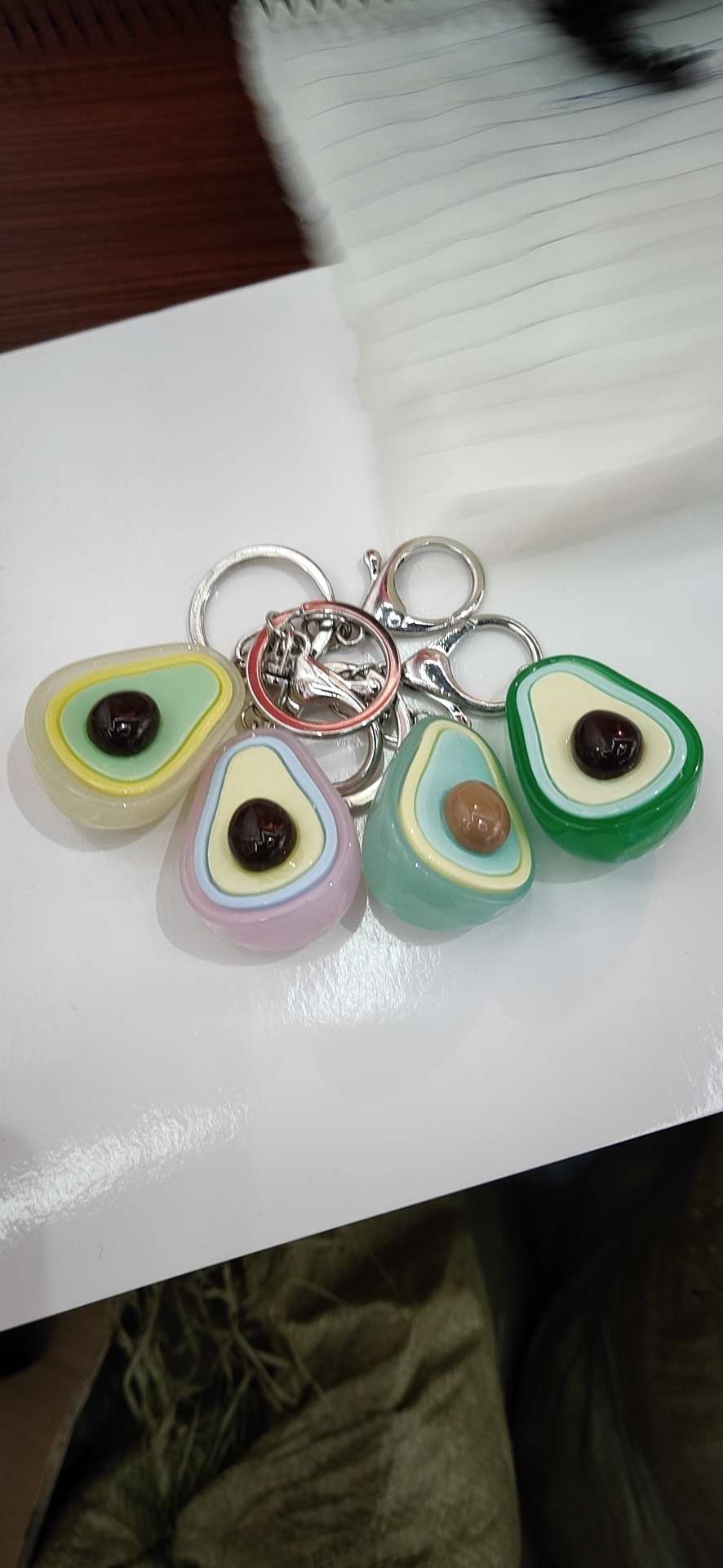 Flashing Avocado Key Chain Pendant Resin Accessories